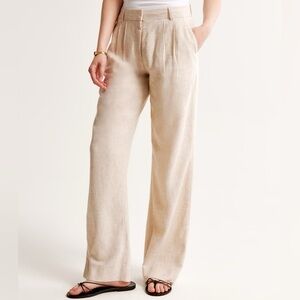 NWT Abercrombie & Fitch linen blend Sloane low-rise wide leg pants size 29R